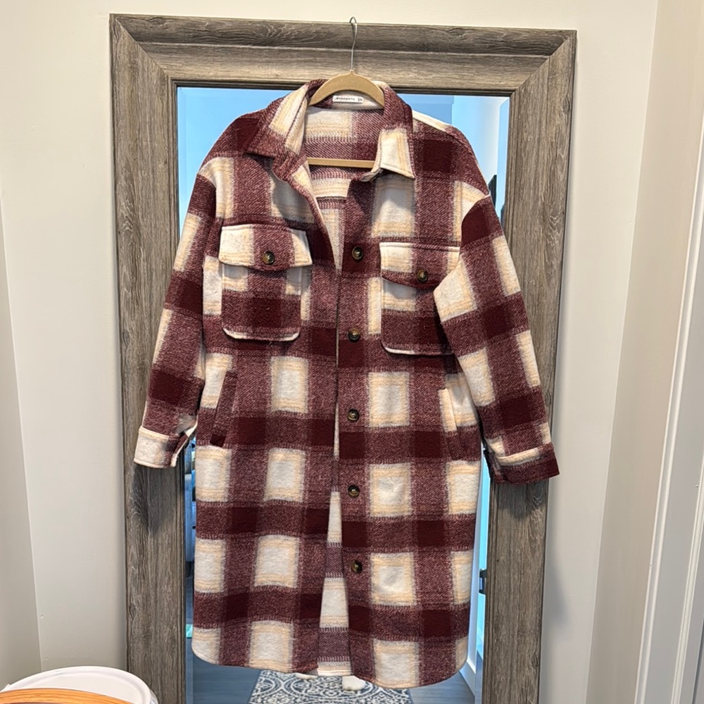 Plaid Button-Up Women's Coat